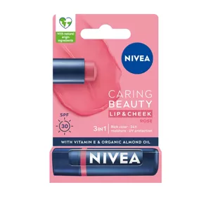 NIVEA CARING BEAUTY LIPPEN- UND WANGENSTIFT 3IN1 3W1 ROSE 4,8G