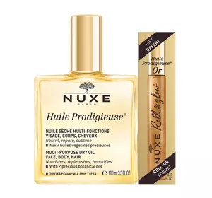 Nuxe Huile Prodigieuse trockenes Öl 100ml + Roll-on mit goldenen Partikeln 8ml