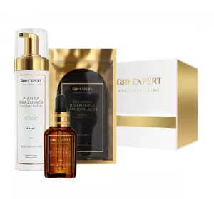 TANEXPERT EXCLUSIVE LINE TANGIFT BRÄUNUNGSKOSMETIKSET SCHAUM + TROPFEN + HANDSCHUH