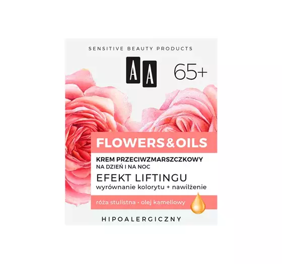 AA FLOWERS & OIL EFEKT LIFTING-EFFEKT ANTI FALTEN GESICHTSCREME TAG UND NACHT 65+ 50ML