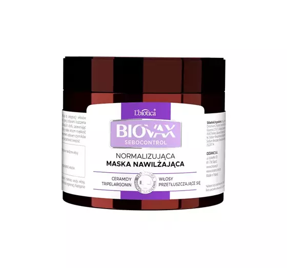 BIOVAX SEBOCONTROL NORMALISIERENDE FEUCHTIGKEITSMASKE FÜR HAARE 250ML