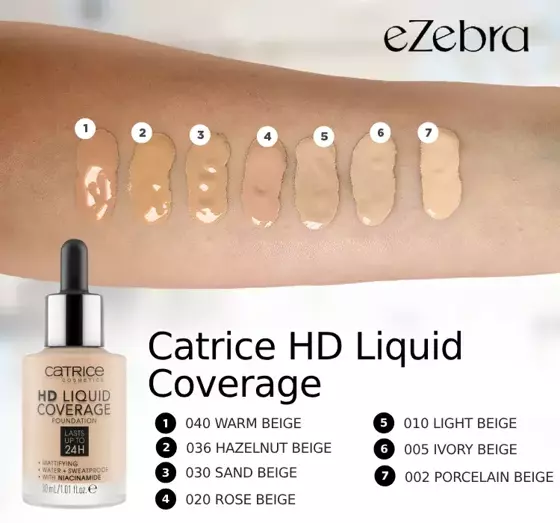 CATRICE HD LIQUID COVERAGE FOUNDATION 002 PORCELAIN BEIGE 30 ML