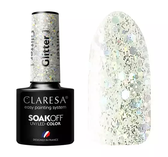 CLARESA SOAK OFF HYBRIDLACK GLITTER 1 5ML