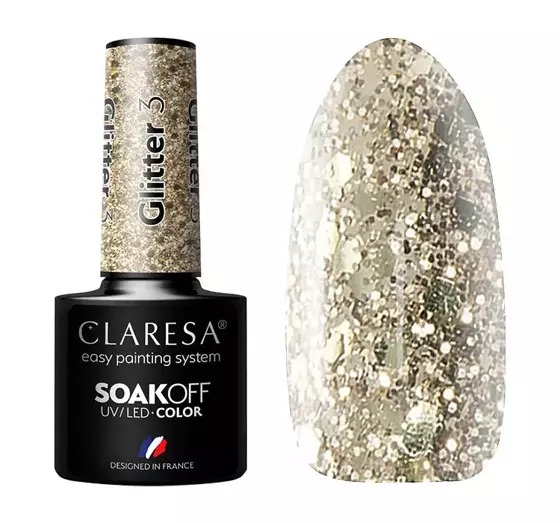 CLARESA SOAK OFF HYBRIDLACK GLITTER 3 5ML