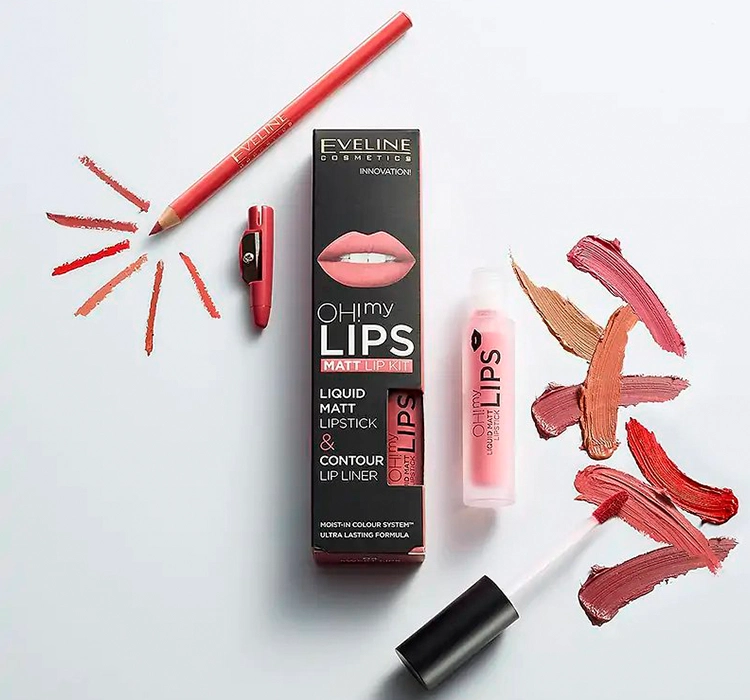 EVELINE OH MY LIPS LIPPENSTIFT + LIPLINER 15 DEEP CORAL