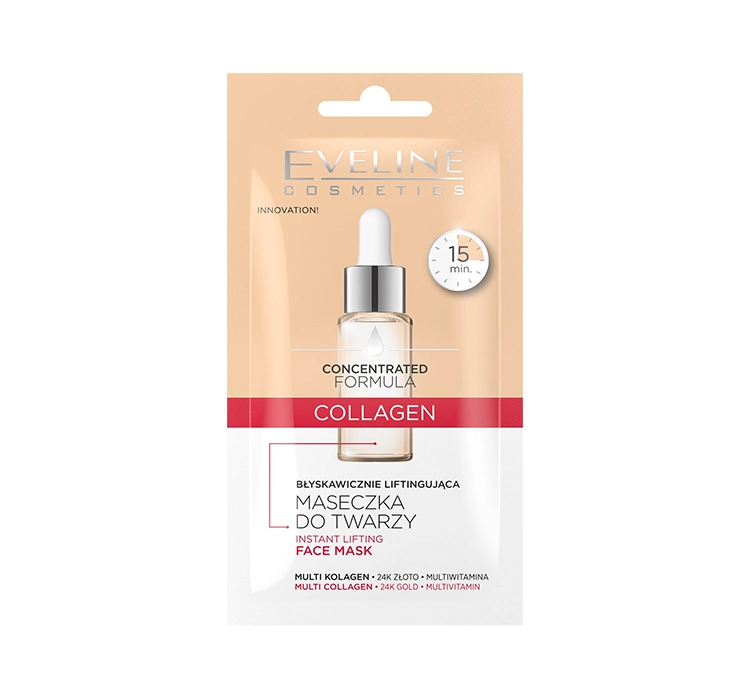 Eveline Concentrated Formula Collagen Sofort straffende Gesichtsmaske 8ml