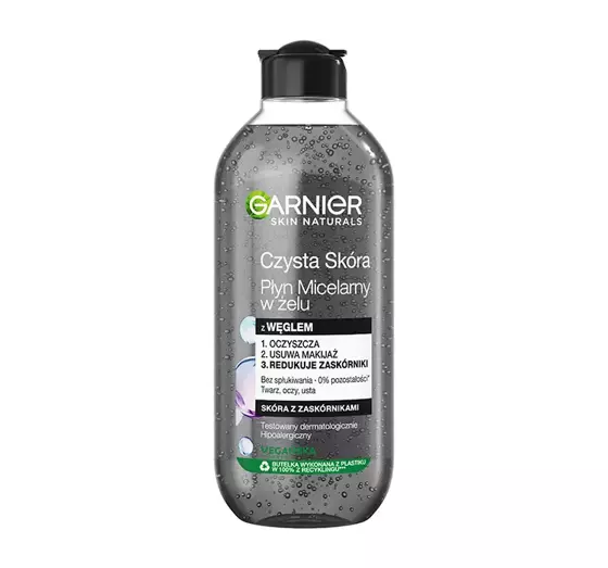 GARNIER CLEAN SKIN MIZELLENWASSER-GEL MIT AKTIVKOHLE 400ML