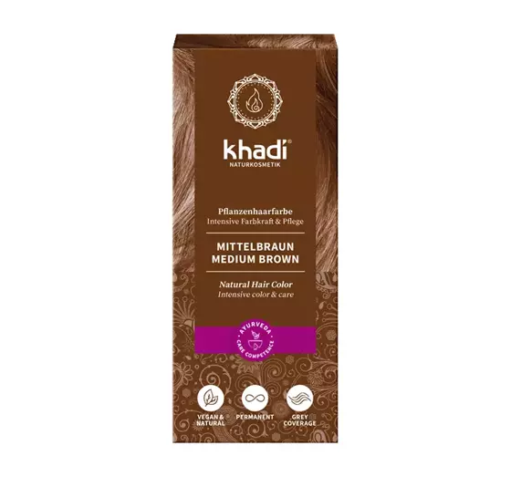 KHADI NATURAL HAIR COLOR HENNA ZUM HAARFÄRBUNG MEDIUM BROWN