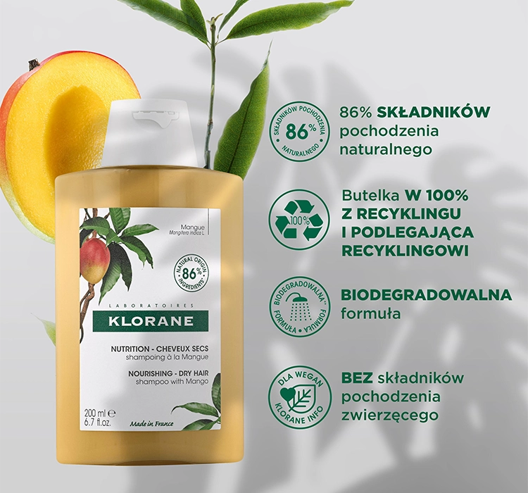 KLORANE NOURISHING SHAMPOO FÜR TROCKENES HAAR MIT MANGO 200ML