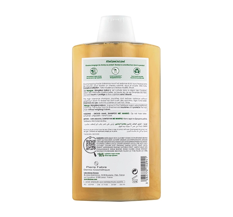 KLORANE NOURISHING SHAMPOO FÜR TROCKENES HAAR MIT MANGO 400ML