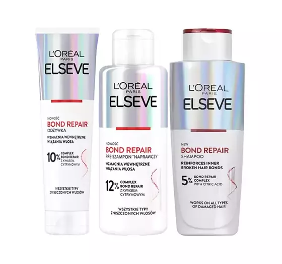 LOREAL ELSEVE BOND REPAIR PRE-SHAMPOO + SHAMPOO + CONDITIONER