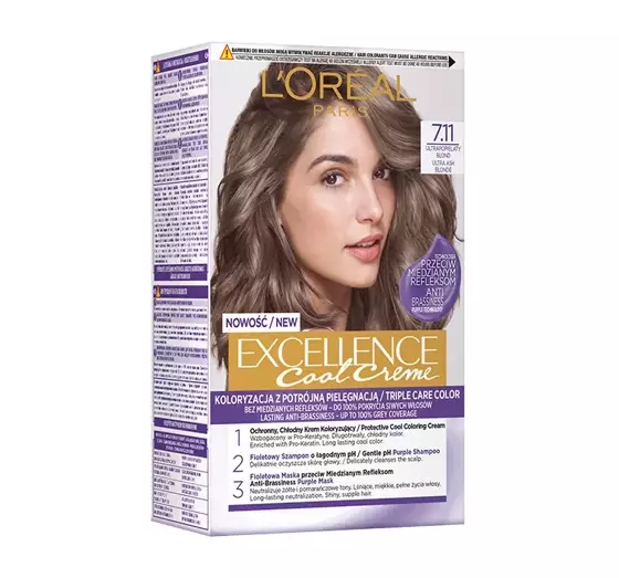 LOREAL EXCELLENCE COOL CREME HAARFARBE 7.11 ULTRA-ASCHE BLOND