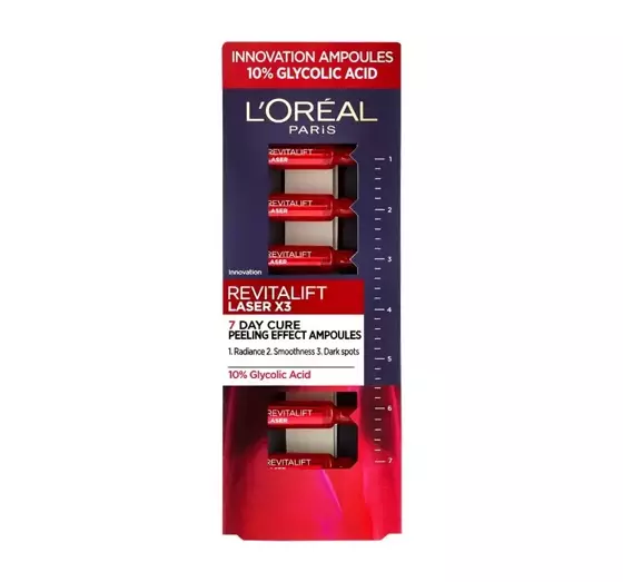 LOREAL REVITALIFT LASER X3 7-TÄGIGE BEHANDLUNG IN AMPULLEN MIT PEELING-EFFEKT 7ML