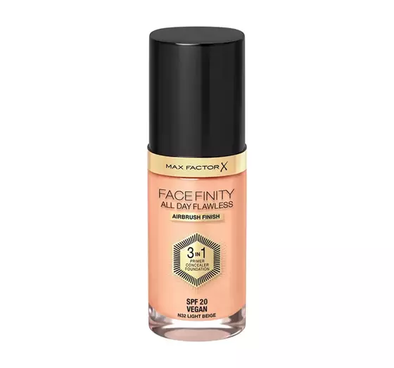 MAX FACTOR FACEFINITY ALL DAY FLAWLESS 3IN1 VEGANE FOUNDATION N32 LIGHT BEIGE 30ML