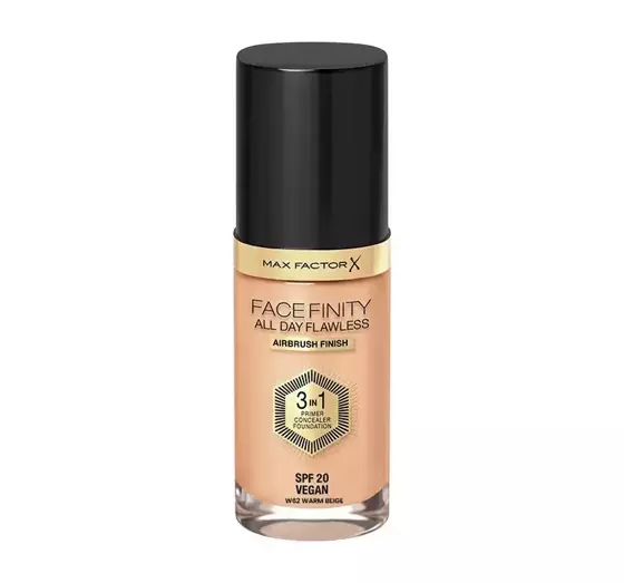 MAX FACTOR FACEFINITY ALL DAY FLAWLESS 3IN1 VEGANE FOUNDATION W62 WARM BEIGE 30ML