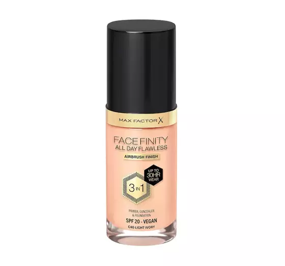 MAX FACTOR FACEFINITY ALL DAY FLAWLESS 3IN1 VEGANE GRUNDIERUNG C40 LIGHT IVORY 30ML