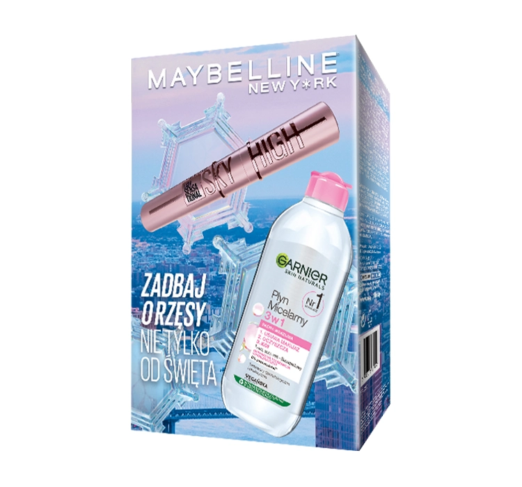 MAYBELLINE GESCHENKSET WIMPERNTUSCHE SKY HIGH + MIZELLENWASSER GARNIER