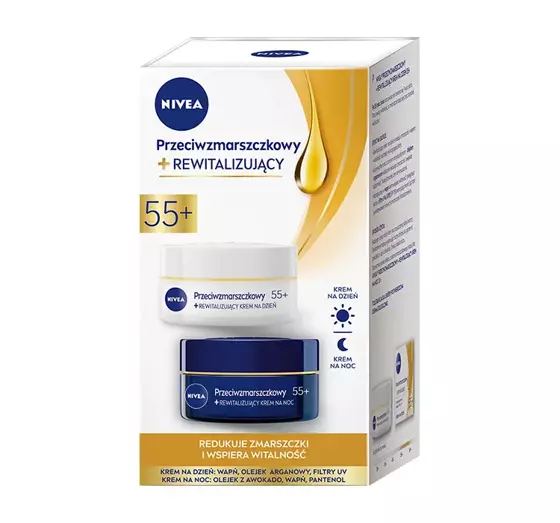 NIVEA 2 PACK ANTI-FALTEN + REVITALISIERENDE TAGES- UND NACHTCREME 55+ 2x50ML