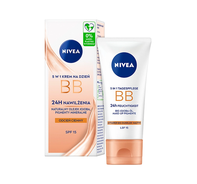 NIVEA 24H FEUCHTIGKEITSCREME ​​BB 5IN1 FÜR TAG DUNKEL 50ML