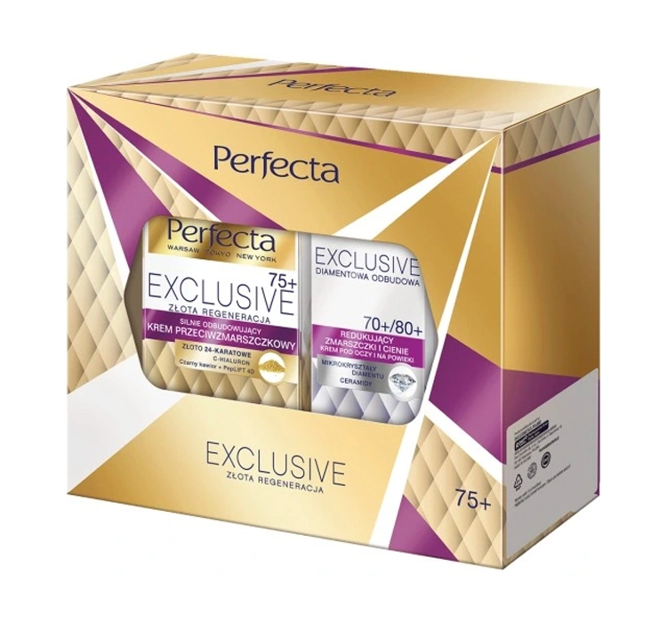 PERFECTA EXCLUSIVE SET ZUR GESICHTSPFLEGE 75+ ANTI FALTEN CREME + AUGENPFLEGE