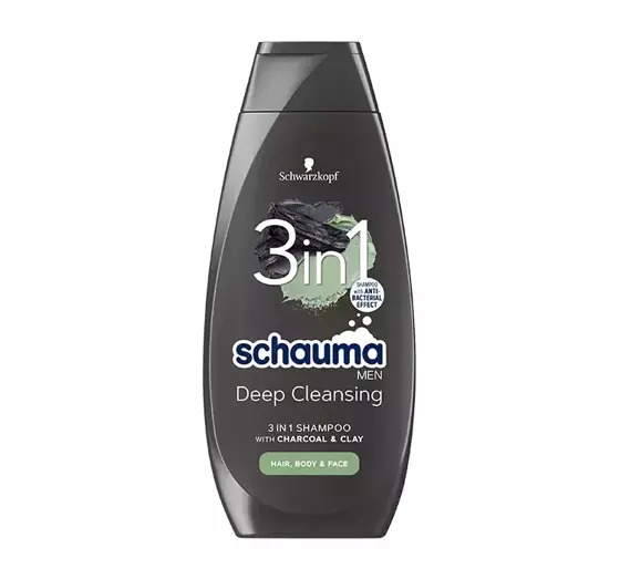 SCHAUMA MEN DEEP CLEANSING 3IN1 SHAMPOO FÜR HAARE KÖRPER UND GESICHT 400ML