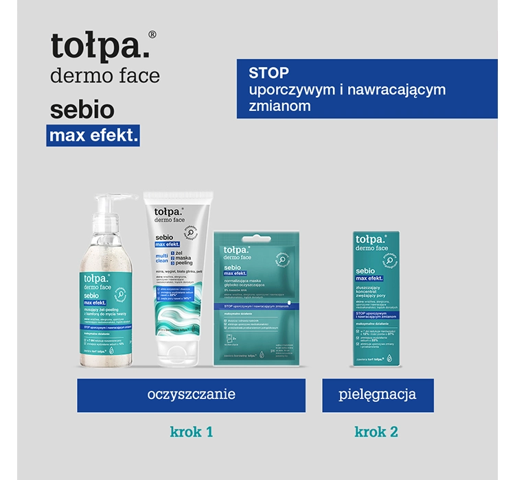 TOŁPA DERMO FACE SEBIO MAX EFEKT SPRUDELNDES GEL-PEELING MIT KAMPFER ZUR GESICHTSREINIGUNG 195ML