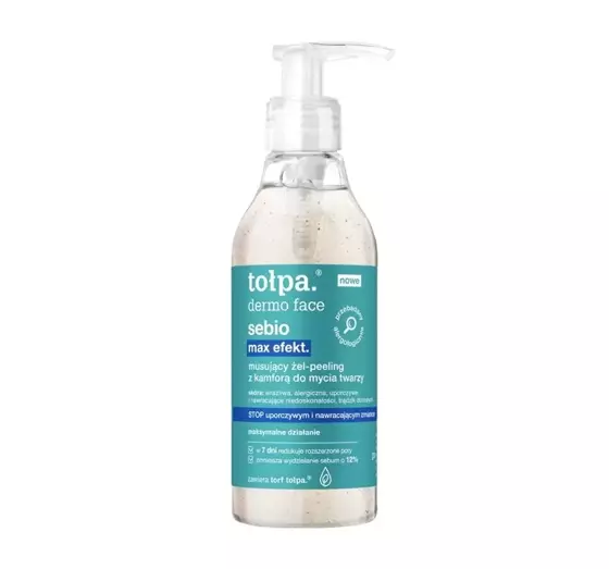 TOŁPA DERMO FACE SEBIO MAX EFEKT SPRUDELNDES GEL-PEELING MIT KAMPFER ZUR GESICHTSREINIGUNG 195ML