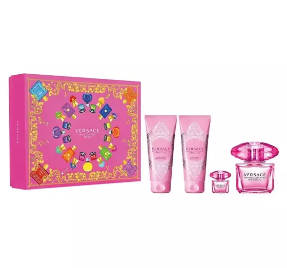 VERSACE BRIGHT CRYSTAL ABSOLU EDP SPRAY 90ML + 5ML + SG 100ML + BL 100ML SET