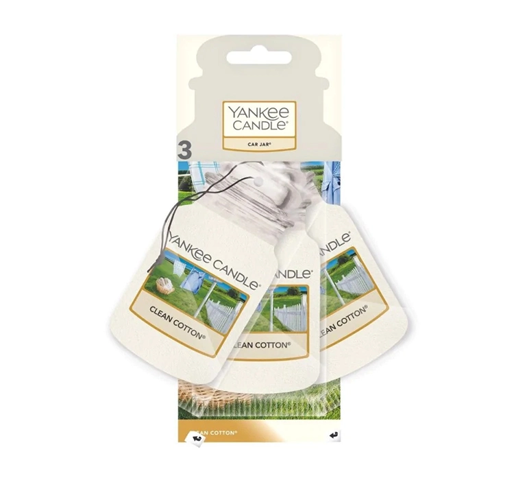 YANKEE CANDLE CAR JAR AUTODUFT 3 STÜCK CLEAN COTTON