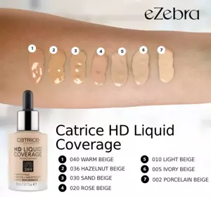 CATRICE HD LIQUID COVERAGE FOUNDATION 002 PORCELAIN BEIGE 30 ML