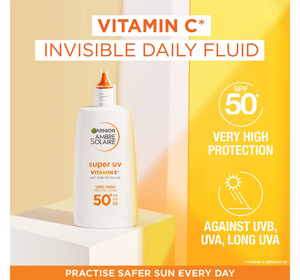 GARNIER AMBRE SOLAIRE SUPER UV VITAMIN C FLUID GEGEN VERFÄRBUNGEN SPF50+ 40ML