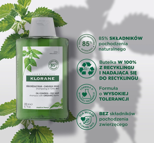 KLORANE SEBOREGULIERENDES SHAMPOO MIT BIO-BRENNNESSEL FÜR FETTIGES HAAR 200ML