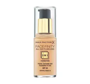 MAX FACTOR FACE FINITY ALL DAY FLAWLESS 3IN1 GRUNDIERUNG 33 CRYSTAL BEIGE 30 ML