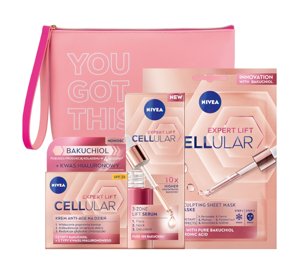 NIVEA CELLULAR EXPERT LIFT SET SERUM + TAGESCREME + KÜHLENDE MASKE + KOSMETIKTASCHE