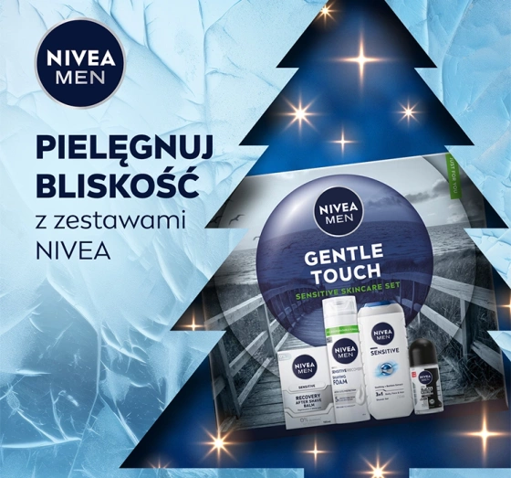 NIVEA MEN Gentle Touch Geschenkset für Männer Duschgel  + Rasierschaum + After Shave Balsam + Roll-on Antitranspirant