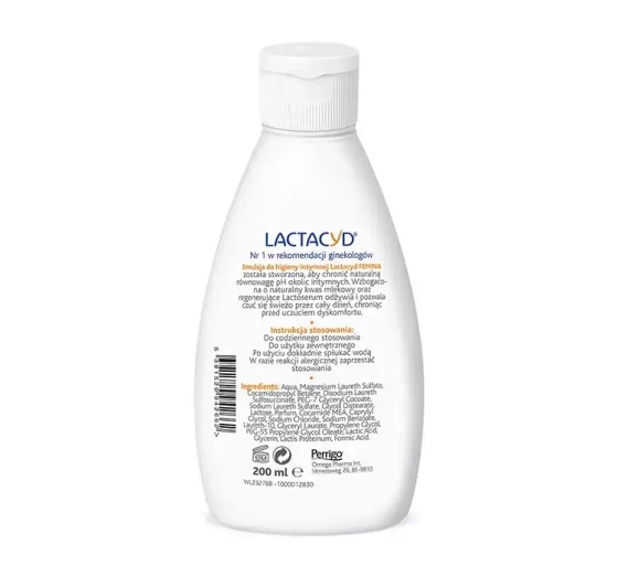 Kliknij na zdjęcie, aby je powiększyć LACTACYD FEMINA EMULSION FÜR DIE TÄGLICHE INTIMHYGIENE 200ML