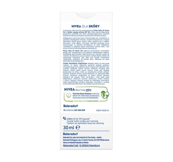 NIVEA SUN Daily UV Serum Primer 2in1 Sonnenserum SPF50+ 30ml