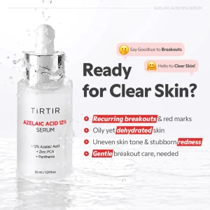 TIRTIR Azelaic Acid 12 % – beruhigendes Feuchtigkeitsserum gegen Hautrötungen, 30 ml