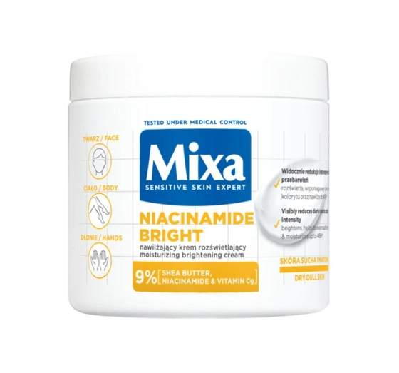 Mixa Feuchtigkeitsspendende aufhellende Creme mit Niacinamid 400 ml