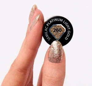 SEMILAC PLATINUM UV HYBRID NAGELLACK MIT BROKAT LIGHT GOLD 260