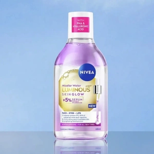 NIVEA Luminous630 Skin Glow Mizellenwasser mit 5 % Serum PHA und Hyaluronsäure 400 ml