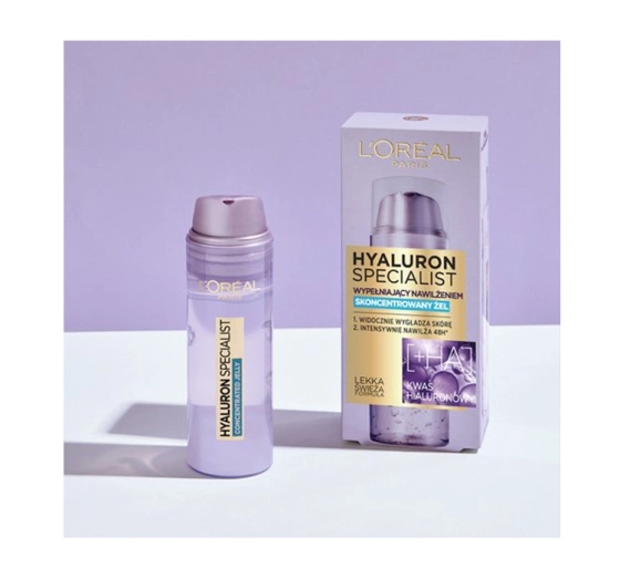 Kliknij na zdjęcie, aby je powiększyć LOREAL HYALURON SPECIALIST AUFFÜLLENDES UND FEUCHTIGKEITSSPENDENDES GEL 50ML