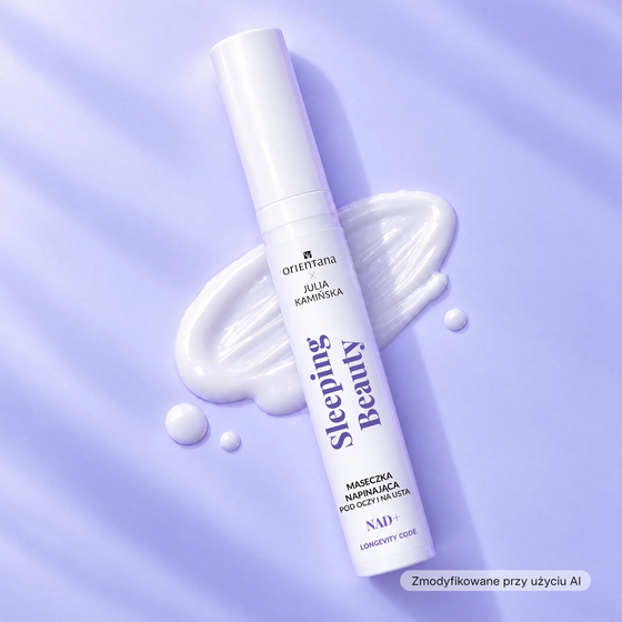 Kliknij na zdjęcie, aby je powiększyć Orientana x Julia Kamińska Longevity Code Sleeping Beauty NAD+ straffende Maske für die Augenpartie und die Lippen 15 ml
