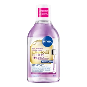 NIVEA Luminous630 Skin Glow Mizellenwasser mit 5 % Serum PHA und Hyaluronsäure 400 ml
