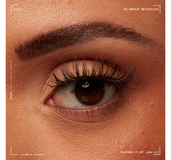 NYX PROFESSIONAL MAKEUP FA LA LA L.A. LAND FEATHERY FLIRT LASH KIT FALSCHE WIMPERN + EYELINER 2IN1