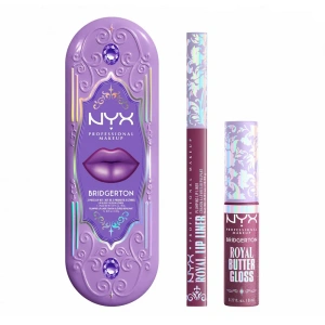 NYX Professional Makeup Bridgerton Royal Treasures Lip Kit 02 Lippen-Make-up-Set Royal Butter Gloss Amethyst Amour 8 ml + Royal Lip Liner Talk of the Ton 0,33 g