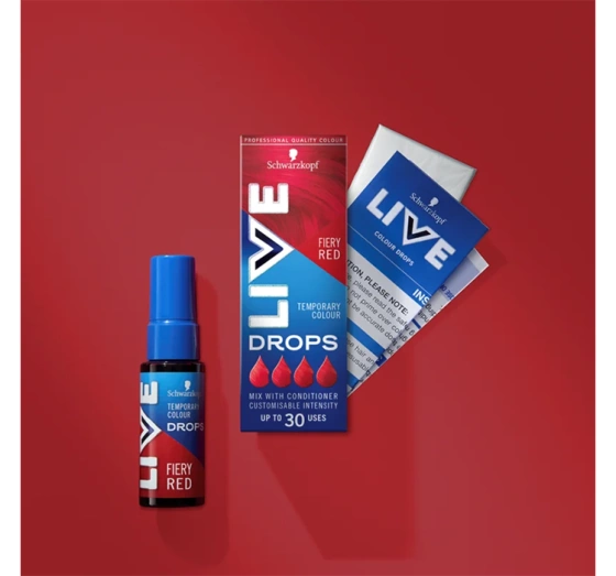 Kliknij na zdjęcie, aby je powiększyć Schwarzkopf Live Drops semi-permanente Haarfarbe Fiery Red 30ml