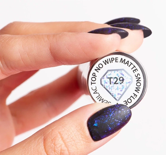 Kliknij na zdjęcie, aby je powiększyć Semilac Merry Confetti – matter Hybrid-Topcoat mit Glitzerpartikeln T29 Top No Wipe Matte Snow Floe 7 ml