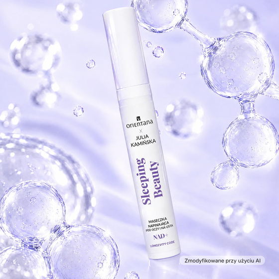 Kliknij na zdjęcie, aby je powiększyć Orientana x Julia Kamińska Longevity Code Sleeping Beauty NAD+ straffende Maske für die Augenpartie und die Lippen 15 ml