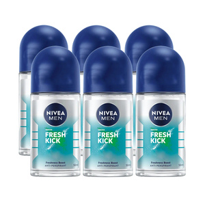NIVEA MEN Fresh Kick Roll-on-Antitranspirant-Set für Männer, 6 x 50 ml